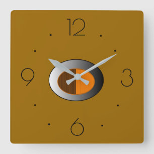 Horloge Carrée Trendy Tan with Silver centre> Kitchen Clocks