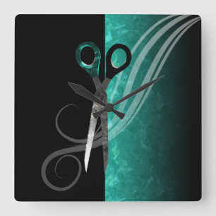 Horloge Carrée Trendy turquoise hair salon clock