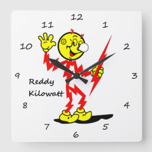 Horloge Carrée Très amusant cadran rouge Kilowatt