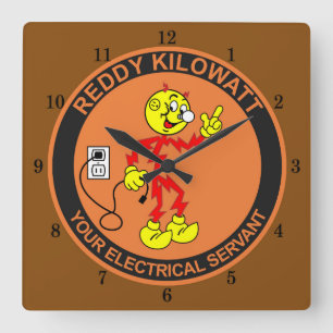 Horloge Carrée Très amusant cadran rouge Kilowatt