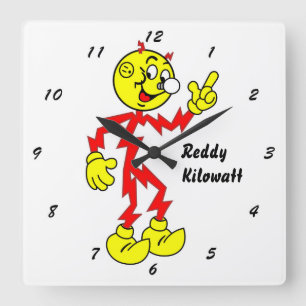 Horloge Carrée Très amusant cadran rouge Kilowatt