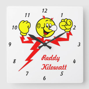 Horloge Carrée Très amusant cadran rouge Kilowatt