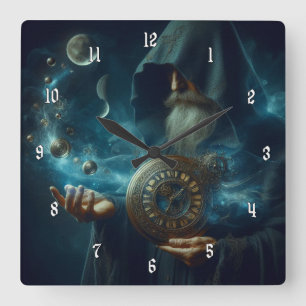 Horloge Carrée Très Cool et mystérieux magicien du temps