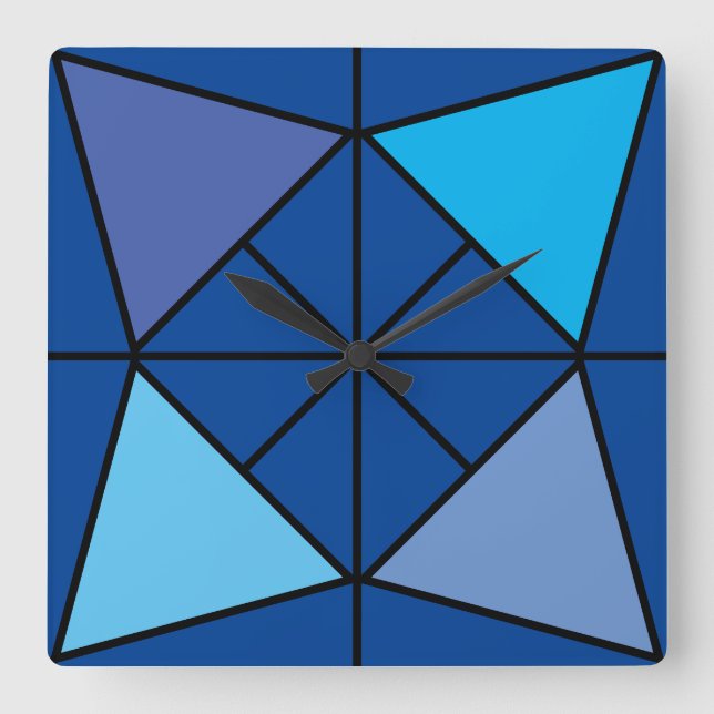 Horloge Carrée Triangle bleu (Recto)