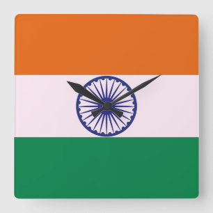 Horloge Carrée Tricolore indien Tiranga