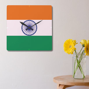 Horloge Carrée Tricolore indien Tiranga