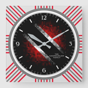 Horloge Carrée Trinidad and Tobago Dot Pattern Flag and Grey Edge
