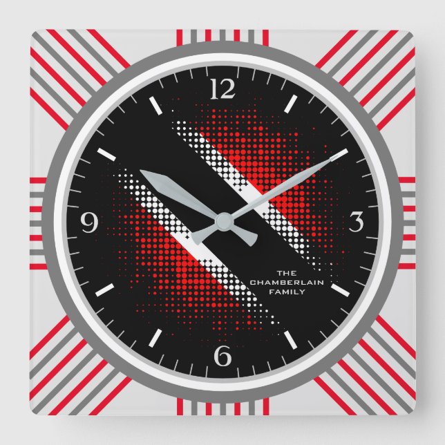 Horloge Carrée Trinidad and Tobago Dot Pattern Flag and Grey Edge (Recto)