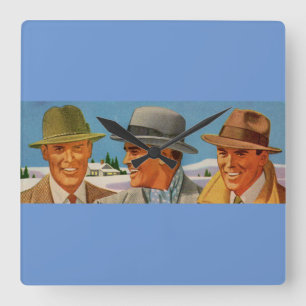 Horloge Carrée Trio fedora des années 1950