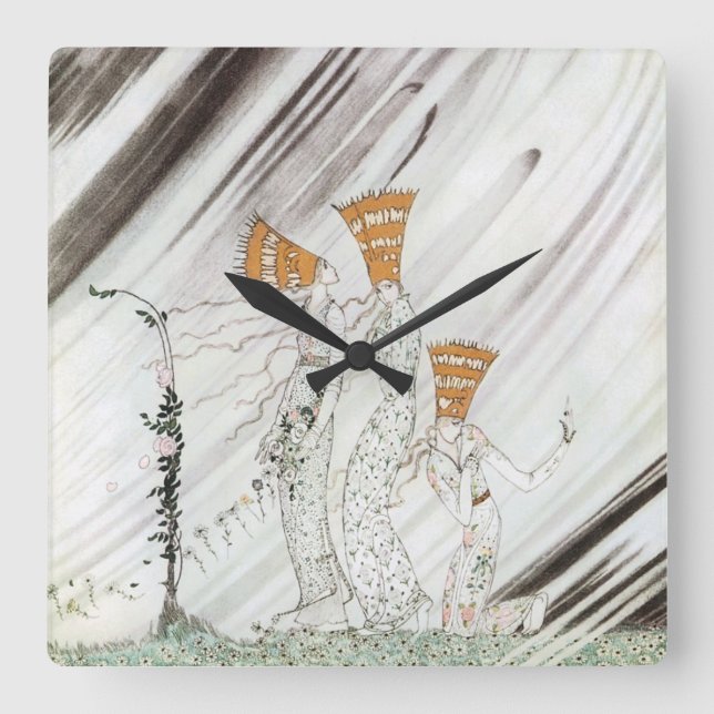 Horloge Carrée Trois princes à Blue Mountain par Kay Nielsen (Recto)