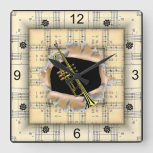 Horloge Carrée Trompette ~ Percer ~ Partition étrange ~