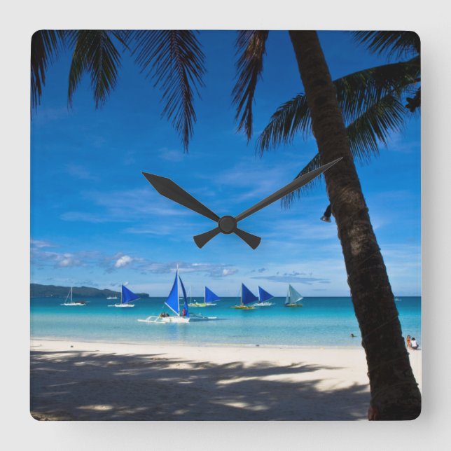 Horloge Carrée Tropical Beaches | White Beach Boracay Philippines (Recto)