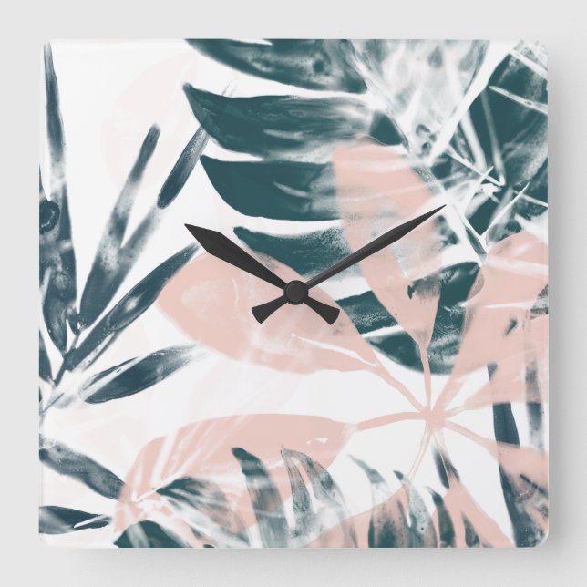 Horloge Carrée Tropical Blush (Recto)