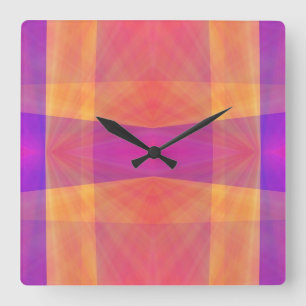 Horloge Carrée Tropical color stained glass look clock