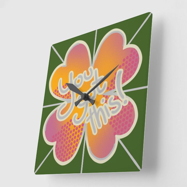 Horloge Carrée Tu t'en fous ! Clover (Angle)