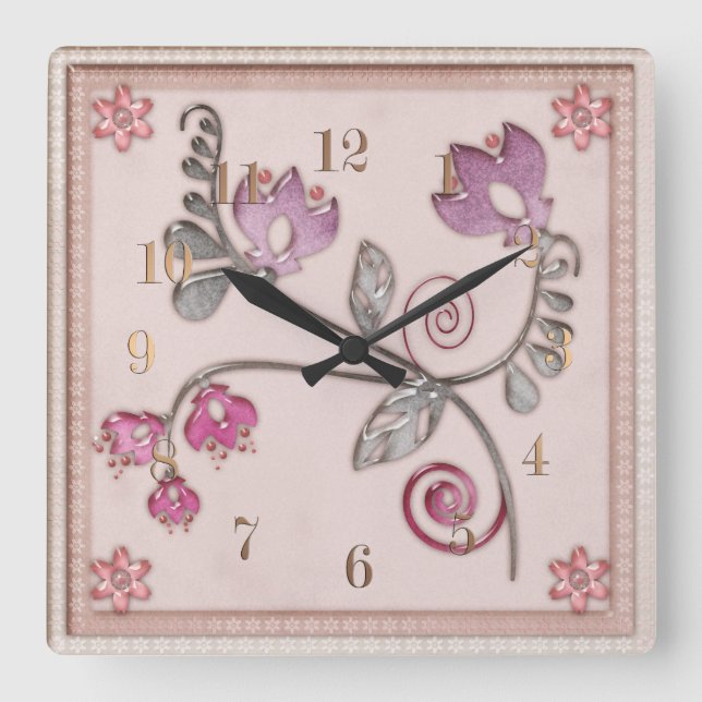Horloge Carrée Tuile en verre (Recto)