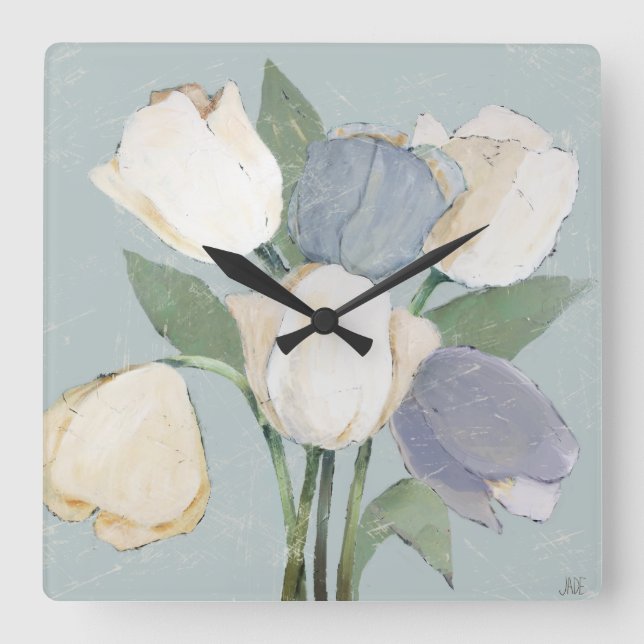 Horloge Carrée Tulipes françaises (Recto)
