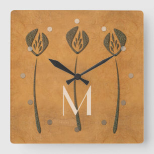 Horloge Carrée Tulipes personnalisées