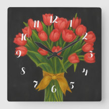 Tulipes rouges en tableau noir