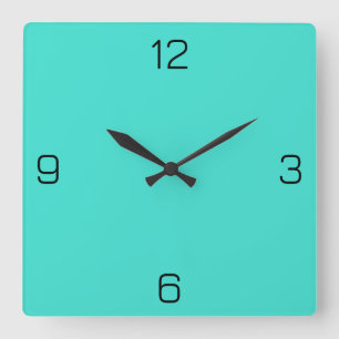 Horloge Carrée Turquoise Blue Green 40E0D0 - Option pour ajouter