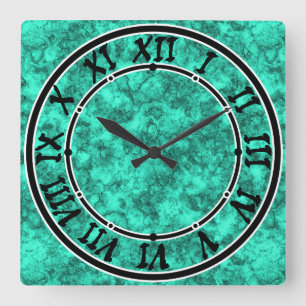 Horloge Carrée Turquoise bright marble pattern square wall clock