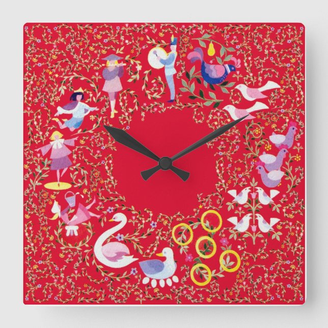 Horloge Carrée Twelve days of Christmas, style2 (Recto)