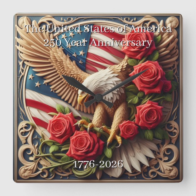 Horloge Carrée U.S.A. 250th Anniversary Wall Clock (Recto)