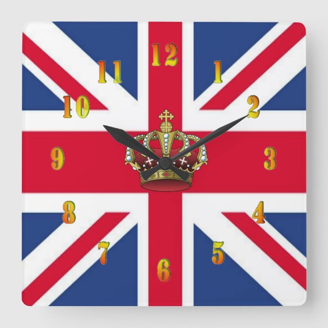 Horloge Carrée UK Queen Crown Wall Clock (Recto)