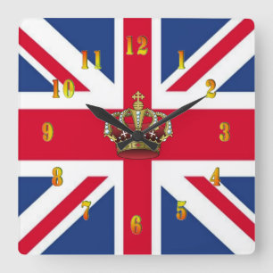 Horloge Carrée UK Queen Crown Wall Clock