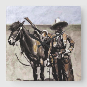 Horloge Carrée Un Buccaro mexicain au Texas par Frederic Remingto