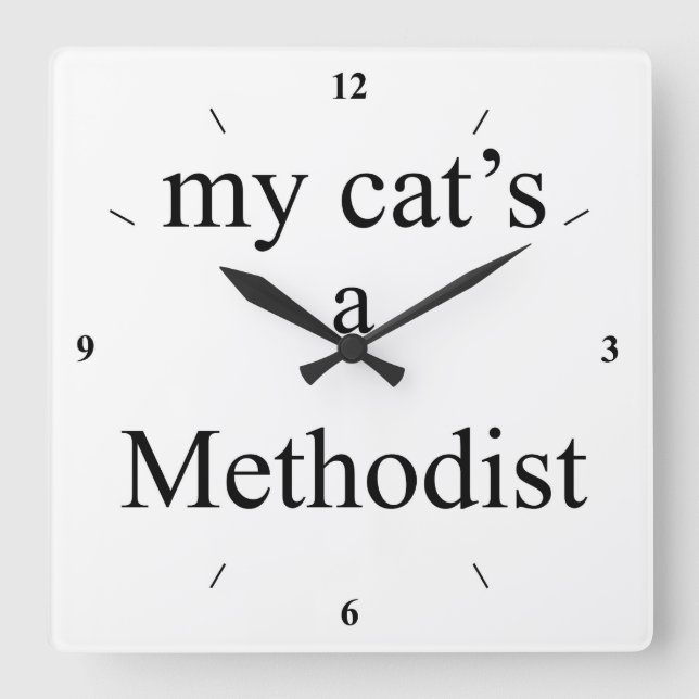 Horloge Carrée Un méthodiste de mon chat (Recto)