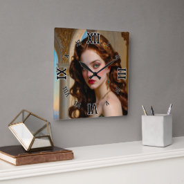 Horloge Carrée Un portrait enchanteur de l'impératrice émeraude