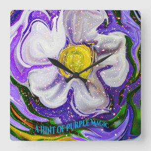Horloge Carrée Un soupçon de magie violette - puissance des fleur