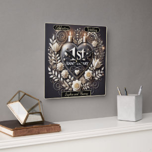 Horloge Carrée Un souvenir romantique pour le premier anniversair