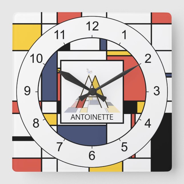 Horloge Carrée Un superbe néoplasticisme Art Monogramme. Lettre A (Recto)