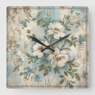 Horloge Carrée une beauté des fleurs - shabby chic vintage