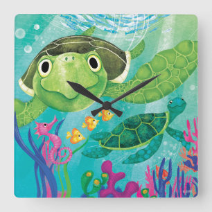 Horloge Carrée Une délivrance de tortue de mer