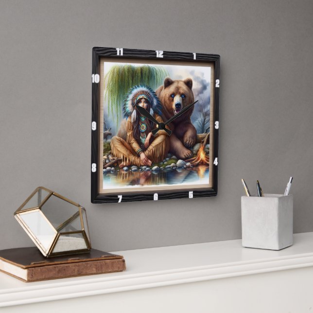 Horloge Carrée Une Indienne Porte Harmonie (Bureau)