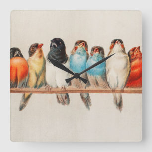 Horloge Carrée Une perche d'oiseaux, 1880 par Hector Giacomelli