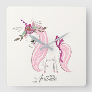 Horloge Carrée Unicorne personnalisée