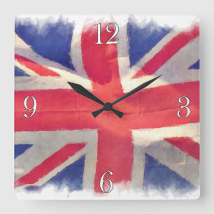 Horloge Carrée Union Flag ou Union Jack Patriot britannique