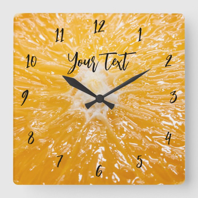 Horloge Carrée Unisex jaune orange (Recto)