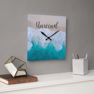 Horloge Carrée Unwind Ocean Beach Wall Clock