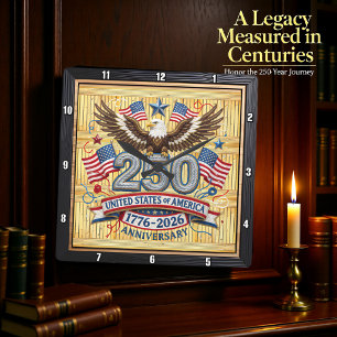 Horloge Carrée USA 250e anniversaire du patrimoine corde