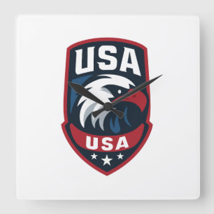 Horloge Carrée USA Eagle Sports Crest
