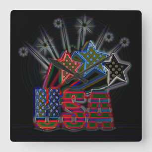 Horloge Carrée USA Fiers 