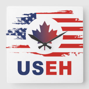 Horloge Carrée USEH Demi Canadien Américain : Canada États-Unis D