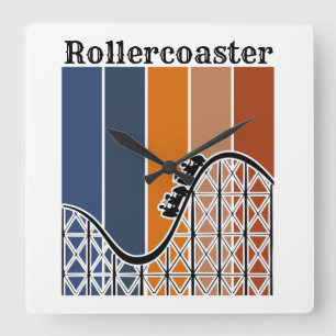 Horloge Carrée Vacances d'été à cheval Rollercoaster Retro