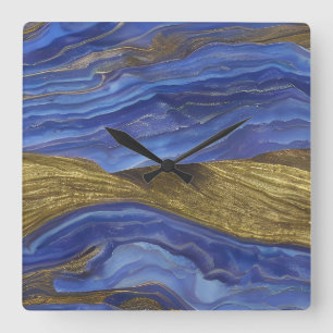 Horloge Carrée Vagues fracturées du paysage marin Abstrait 14