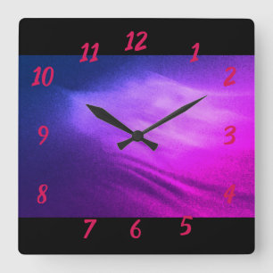 Horloge Carrée Vagues violettes